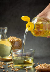 Soybean oil Soybean food and beverage products Food nutrition co Soybean oil Soybean food and beverage products Food nutrition concept.